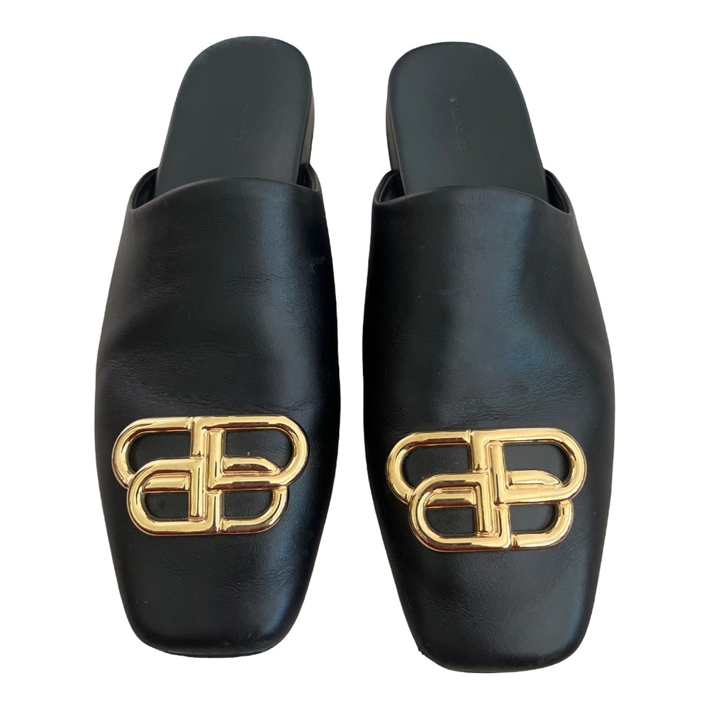 Blaneciaga BB leather slippers